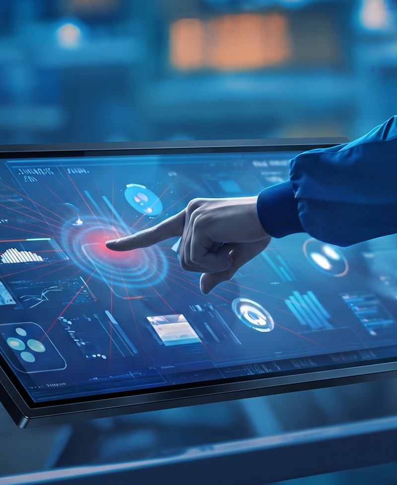 Interactive touch screen in use